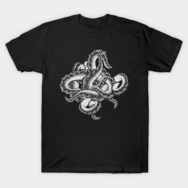 Grey Tentacle Mess T-Shirt by Spazzy Newton